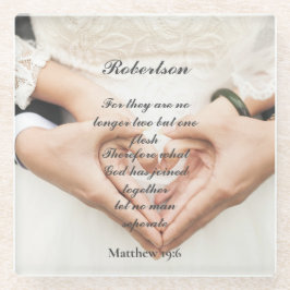 Posavasos De Vidrio Foto de boda con Escrituras cristianas