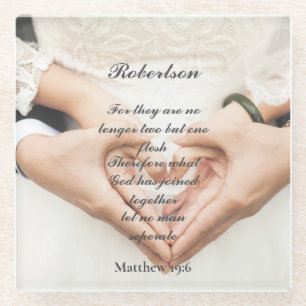 Posavasos De Vidrio Foto de boda con Escrituras cristianas