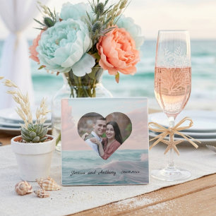 Posavasos De Vidrio Foto de boda elegante y única en la playa costera