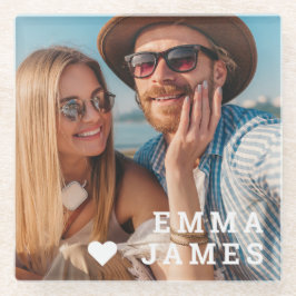 Posavasos De Vidrio Foto de Corazones de Amor Lindos Parejas con Nombr