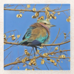 Posavasos De Vidrio Foto de pájaro en árbol