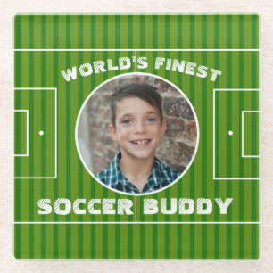 Posavasos De Vidrio Foto de Personalizado de campo deportivo de fútbol