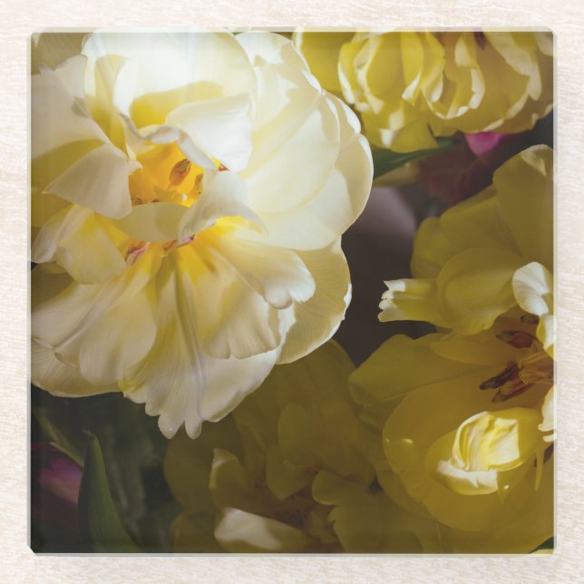 Posavasos De Vidrio Foto de tulipán amarillo (Anverso)
