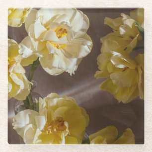Posavasos De Vidrio Foto de tulipán pintado de amarillo