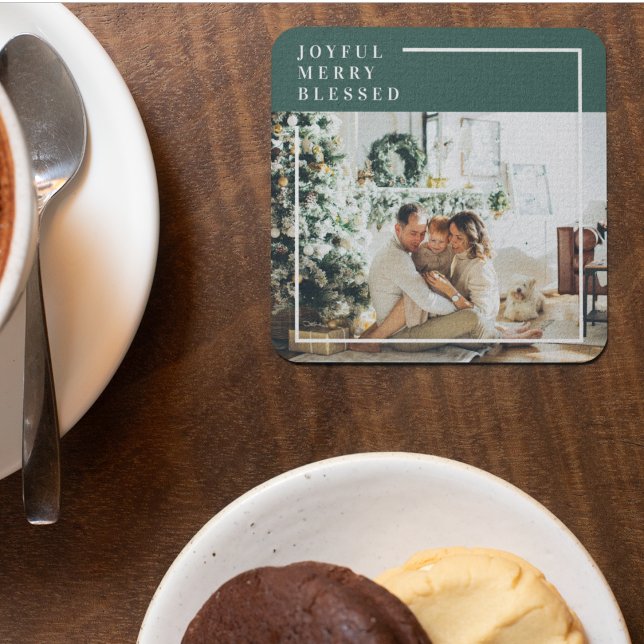 Posavasos De Vidrio Foto familiar moderna | Joyful Merry Blessed | Ver (Subido por el creador)