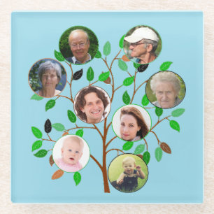 Posavasos De Vidrio Foto inmediata de Personalizado de árbol familiar