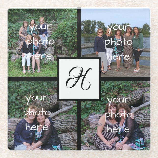 Posavasos De Vidrio Foto Monogramada (Anverso)
