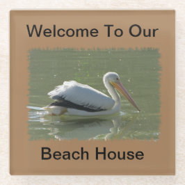 Posavasos De Vidrio Foto Pelican Coastal Bird Summer Beach House