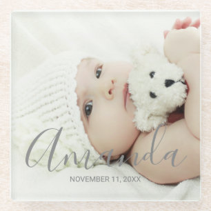 Posavasos De Vidrio Foto personalizada con nombre y texto personalizad