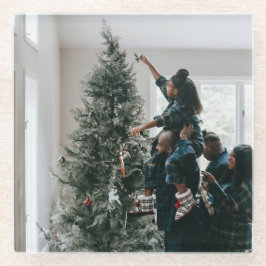 Posavasos De Vidrio Foto personalizada de dos Navidades de familia