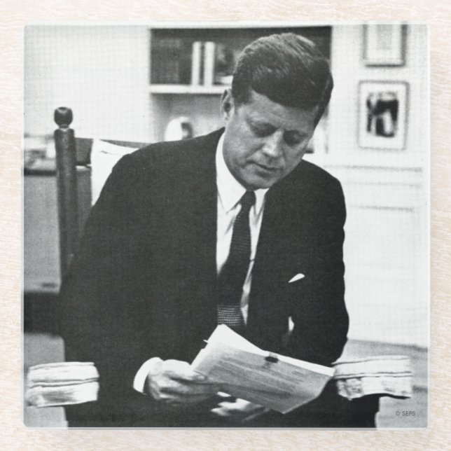 Posavasos De Vidrio Fotografía de John F. Kennedy 2 (Anverso)