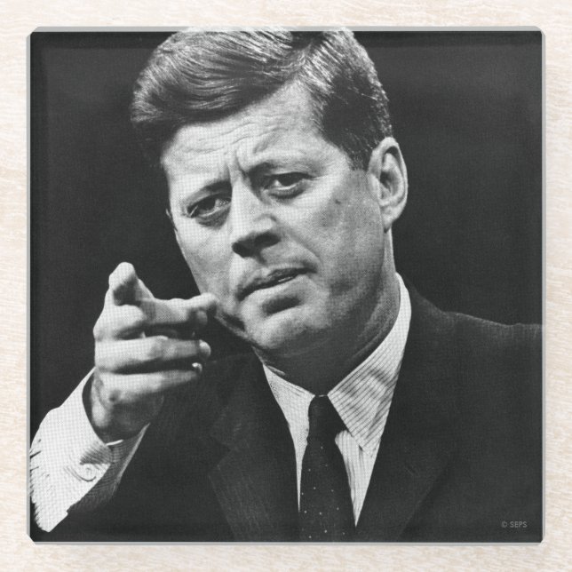Posavasos De Vidrio Fotografía de John F. Kennedy 3 (Anverso)