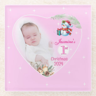 Posavasos De Vidrio Fotografía de las niñas bebes Primera decoración d