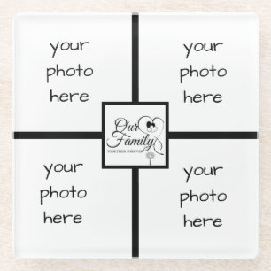 Posavasos De Vidrio Fotografía de Nuestra Familia Juntos Por Siempre
