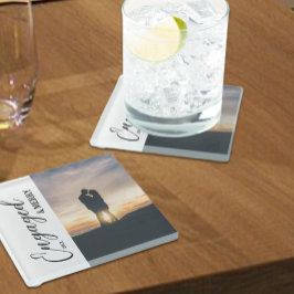 Posavasos De Vidrio Fotografía de Pareja de cerezo y de compromiso