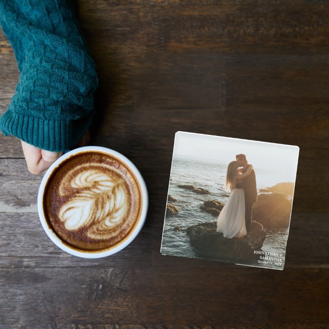 Posavasos De Vidrio Fotografía moderna y elegante de boda personalizad (Subido por el creador)