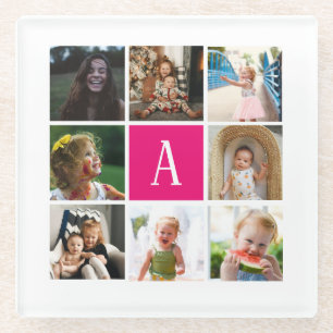 Posavasos De Vidrio Fotomontaje de monograma personalizado fotocolage