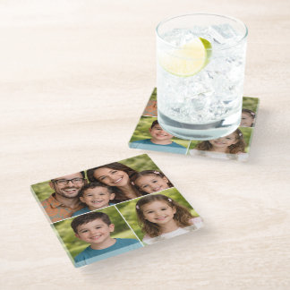 Posavasos De Vidrio Fotos de Collage Recuerdos de Familia 