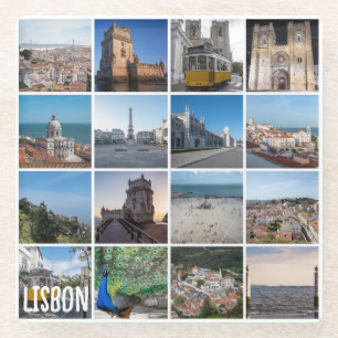 Posavasos De Vidrio Fotos de Lisboa mosaico, Portugal
