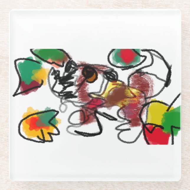 Posavasos De Vidrio Fox en otoño esperando (Anverso)