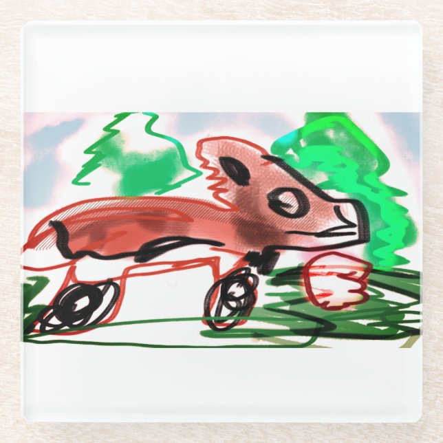 Posavasos De Vidrio Fox en primavera (Anverso)