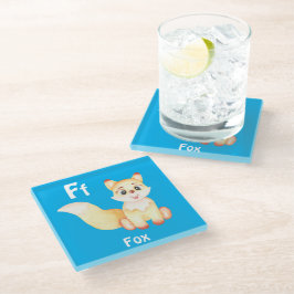 Posavasos De Vidrio Fox personaliza ABC: Letra F - Añadir tu nombre