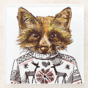 Posavasos De Vidrio Fox vestido astuto