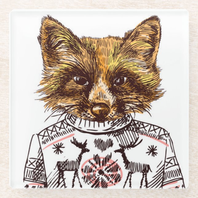 Posavasos De Vidrio Fox vestido astuto (Anverso)