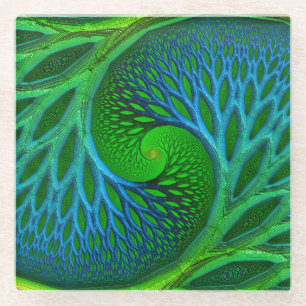Posavasos De Vidrio Fractal De Espiral De Árbol De Vida
