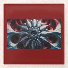 Posavasos De Vidrio Fractal De Juliabrot Rojo Y Plateado