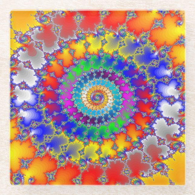 Posavasos De Vidrio Fractal psicodélico (Anverso)