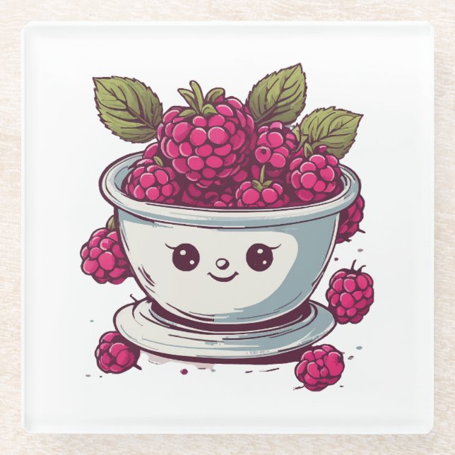 POSAVASOS DE VIDRIO FRAMBUESA ADORABLE (Anverso)