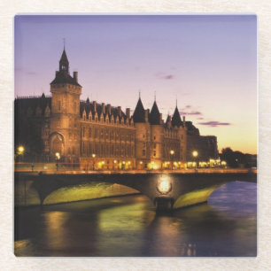 Posavasos De Vidrio Francia, París, río Sena y Conciergerie