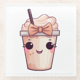 Posavasos De Vidrio Frappe Sonriente Kawaii