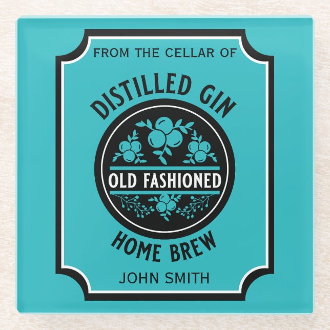 Posavasos De Vidrio Frasco de personalizado Gin (Anverso)