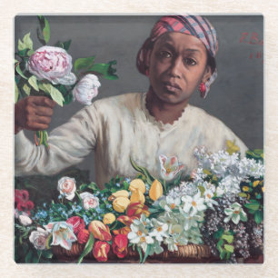 Posavasos De Vidrio Frederic Bazille - Mujer joven con peonías