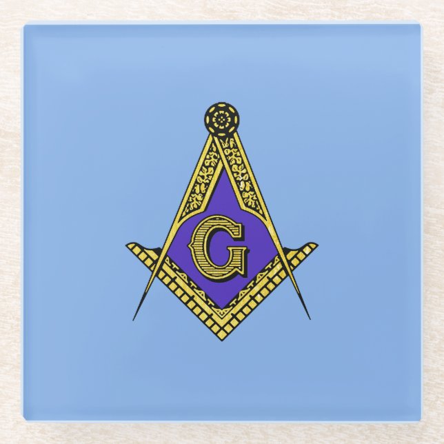 Posavasos De Vidrio Freemason (azul) (Anverso)