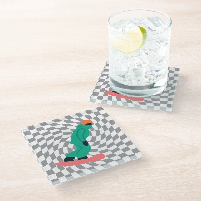 Posavasos De Vidrio Freerid Snowboarder En Green Suit Checkpoint (Angular)