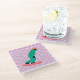 Posavasos De Vidrio Freerid Snowboarder En Green Suit Checkpoint