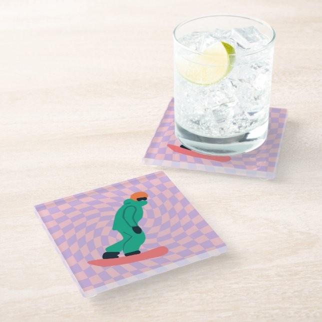 Posavasos De Vidrio Freerid Snowboarder En Green Suit Checkpoint (Angular)