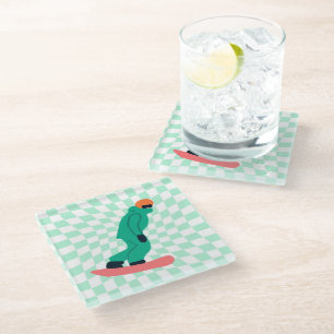 Posavasos De Vidrio Freerid Snowboarder En Green Suit Checkpoint