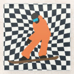 Posavasos De Vidrio Freerid Snowboarder En Naranja Suit Checkered<br><div class="desc">ilustracion de Guay caprichoso arte de coloridos snowboard,  snowboard downhill in mountain,  on new snow en polvo. Snowboard y deportes al aire libre de Navidad. Regalos de Snowboard. Regalos del equipo de Snowboard. Retro rebajó los cheques de snowboard a cuadros.</div>
