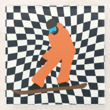Freerid Snowboarder En Naranja Suit Checkered