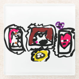 Posavasos De Vidrio French bulldog hearts  