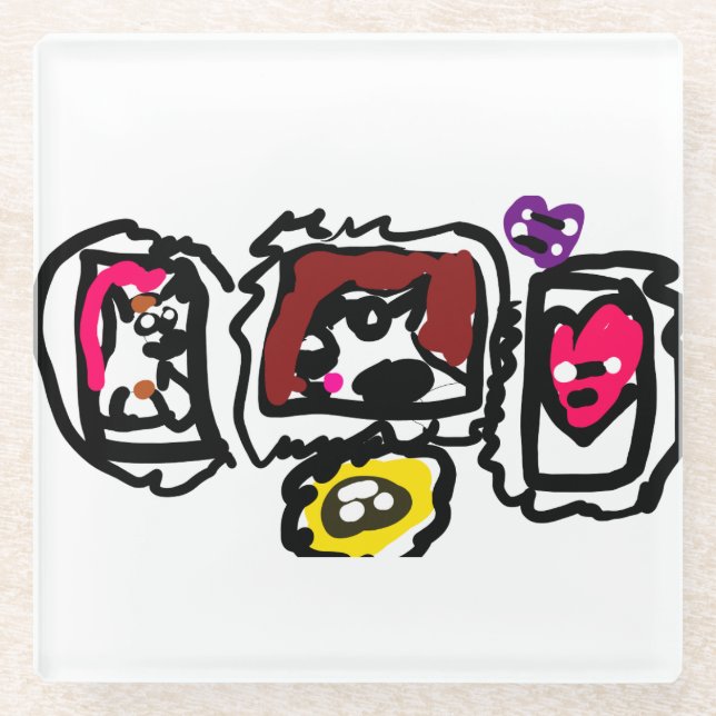 Posavasos De Vidrio French bulldog hearts   (Anverso)