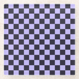 Posavasos De Vidrio French lilac checkerboard pattern