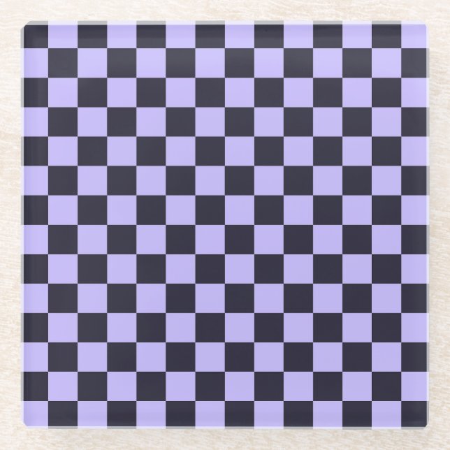 Posavasos De Vidrio French lilac checkerboard pattern (Anverso)