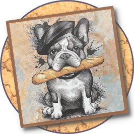 POSAVASOS DE VIDRIO - Frenchie en un posavasos con