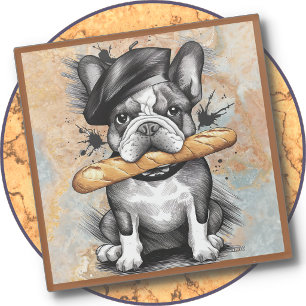 POSAVASOS DE VIDRIO - Frenchie en un posavasos con
