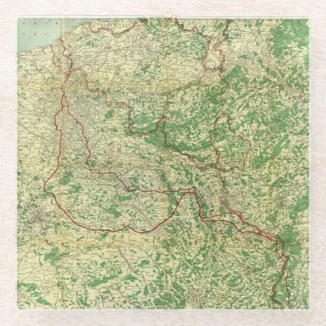 Posavasos De Vidrio Frente occidental del mapa (Anverso)